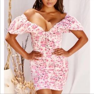 Oh Polly Floral off the shoulder mini dress